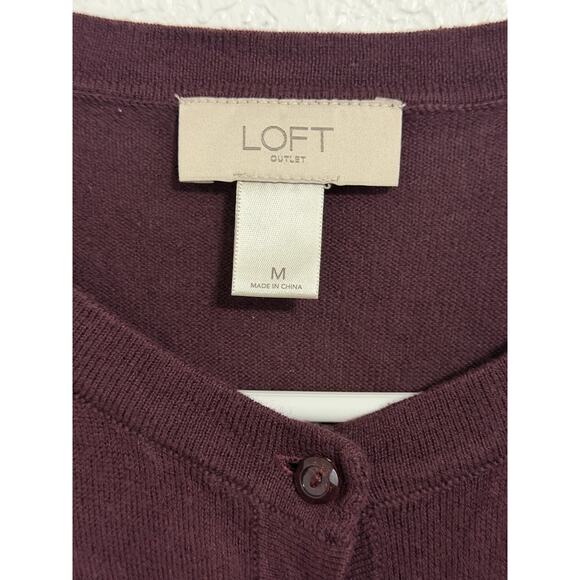 Loft Women’s Size M Purple 3/4 Sleeve Button Up Cardigan - Picture 5 of 5